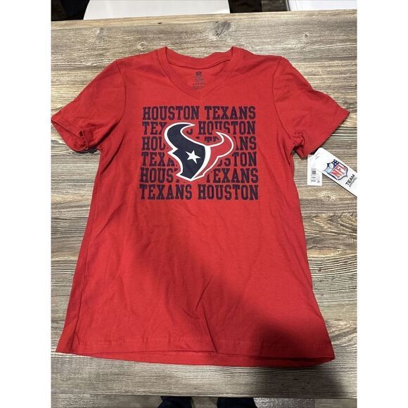 Houston Texans Girls T Shirt Size L(10/12) Red V Neck Tee NFL New. J - Picture 4 of 7